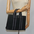 HERMES Fourre Tout PM Tote Bag Canvas Black Gray Auth ti2453-20