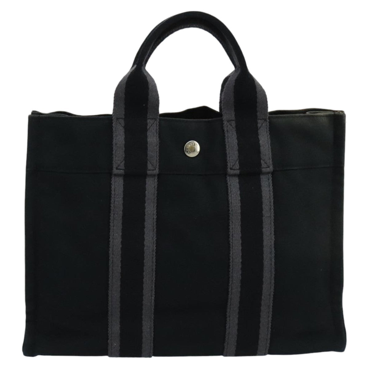 HERMES Fourre Tout PM Tote Bag Canvas Black Gray Auth ti2453 - 0