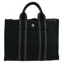 HERMES Fourre Tout PM Tote Bag Canvas Black Gray Auth ti2453-2