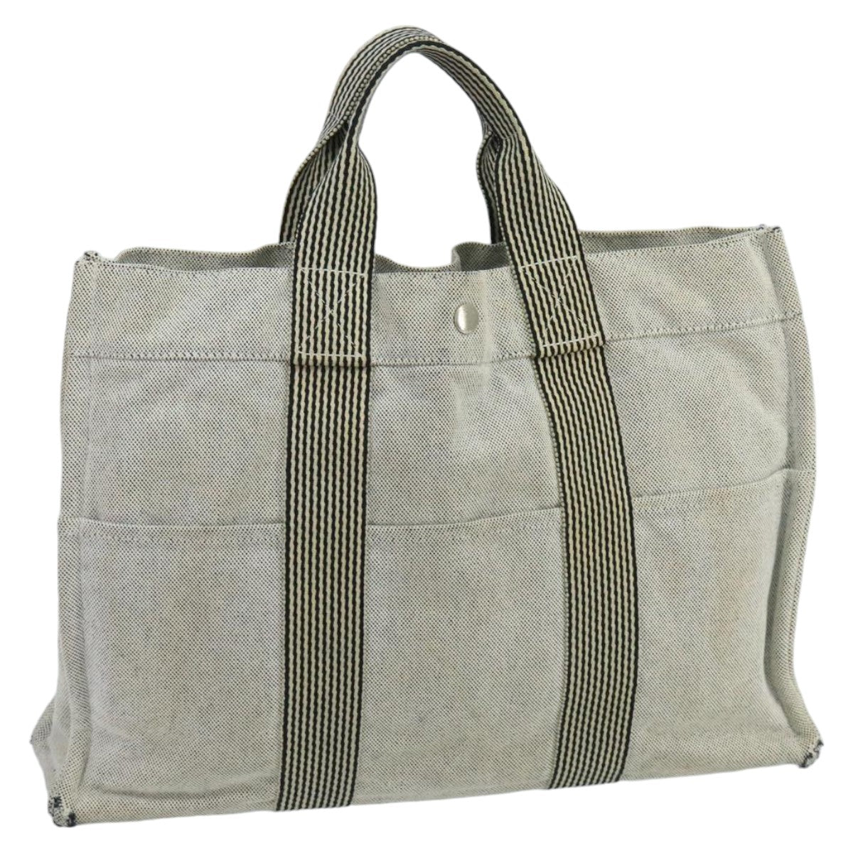 HERMES New Fourre Tout MM Tote Bag Canvas Gray Auth ti2459