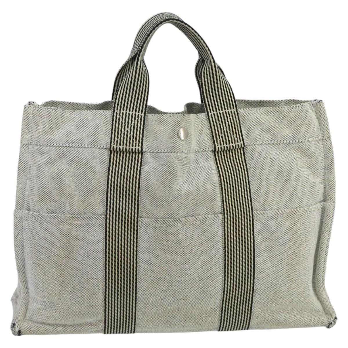 HERMES New Fourre Tout MM Tote Bag Canvas Gray Auth ti2459 - 0