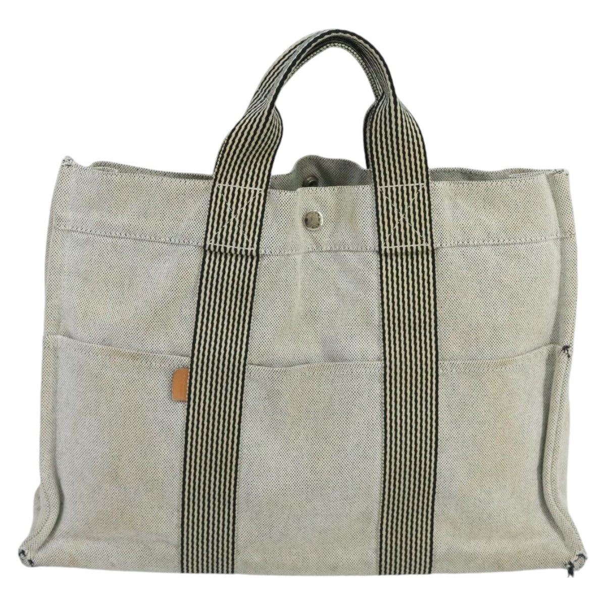 HERMES New Fourre Tout MM Tote Bag Canvas Gray Auth ti2459