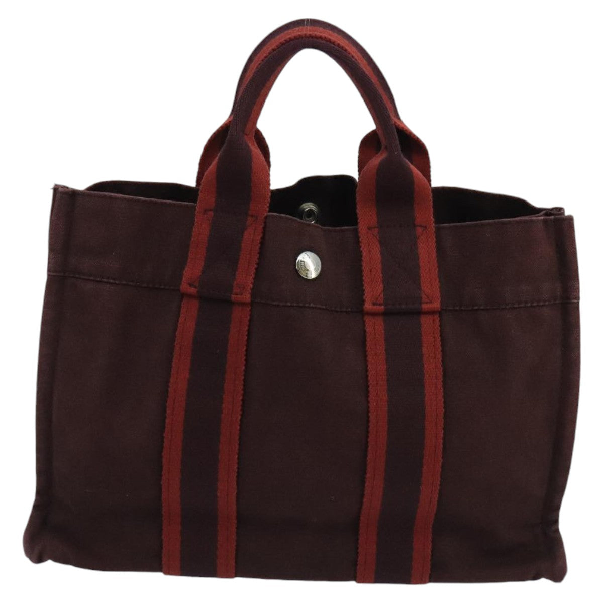 HERMES Fourre Tout PM Tote Bag Canvas Red Auth ti2461