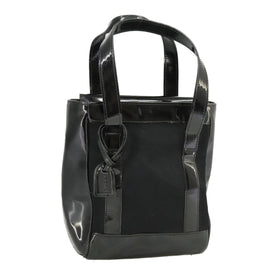 GUCCI Hand Bag Enamel Black Auth ti2465