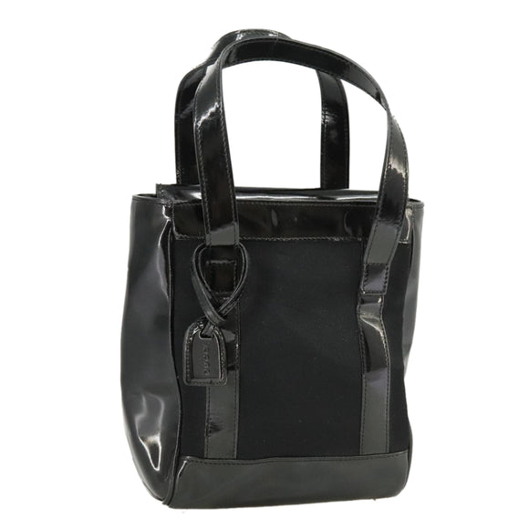 GUCCI Hand Bag Enamel Black Auth ti2465