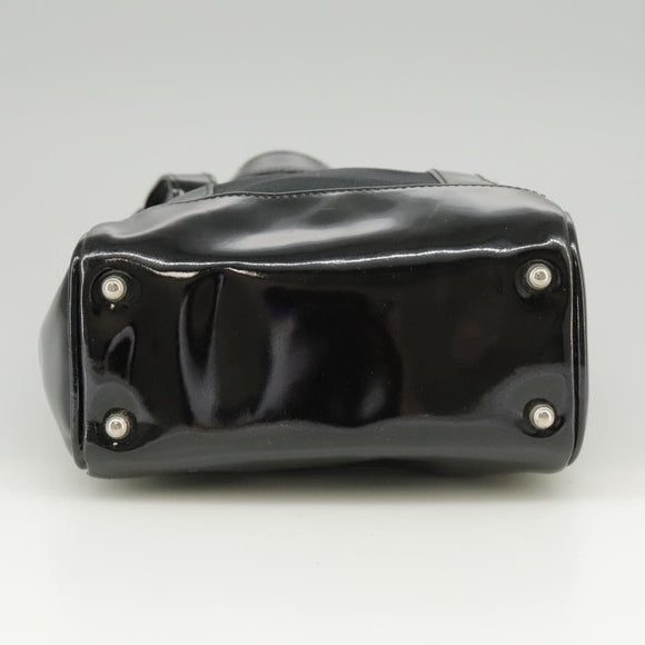 GUCCI Hand Bag Enamel Black Auth ti2465