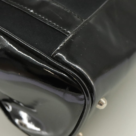 GUCCI Hand Bag Enamel Black Auth ti2465