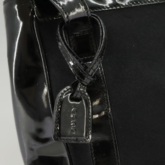 GUCCI Hand Bag Enamel Black Auth ti2465
