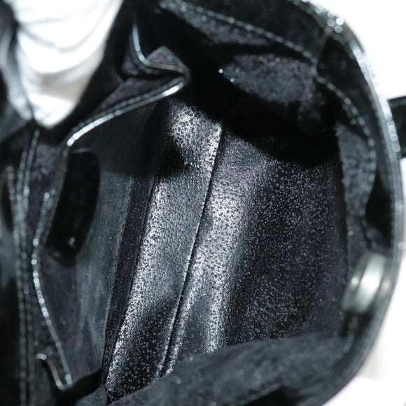 GUCCI Hand Bag Enamel Black Auth ti2465