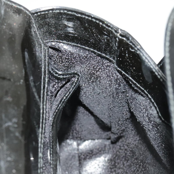 GUCCI Hand Bag Enamel Black Auth ti2465