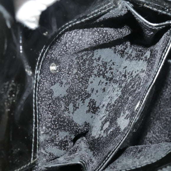 GUCCI Hand Bag Enamel Black Auth ti2465