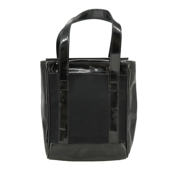 GUCCI Hand Bag Enamel Black Auth ti2465