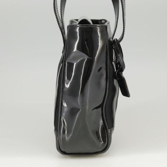 GUCCI Hand Bag Enamel Black Auth ti2465