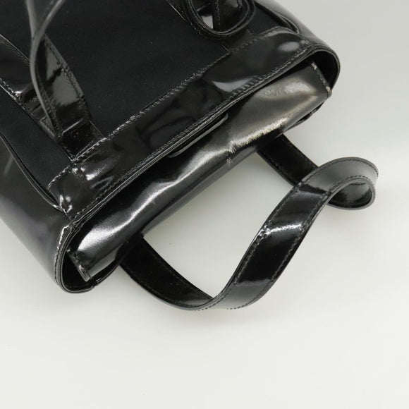 GUCCI Hand Bag Enamel Black Auth ti2465