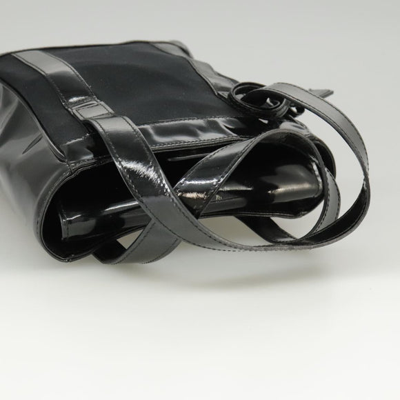 GUCCI Hand Bag Enamel Black Auth ti2465