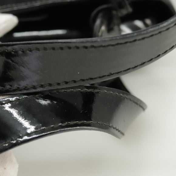 GUCCI Hand Bag Enamel Black Auth ti2465