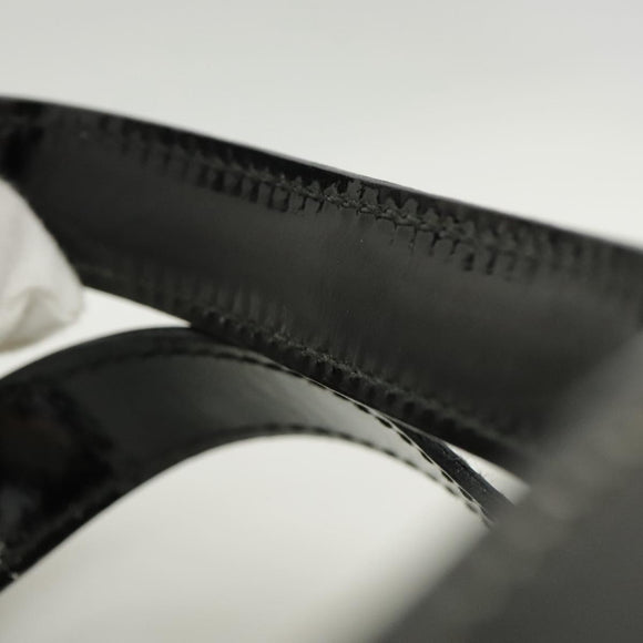 GUCCI Hand Bag Enamel Black Auth ti2465