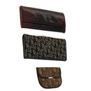 Christian Dior Trotter Canvas Wallet Enamel 3 Set Beige Navy Bordeaux Auth ti2471-1