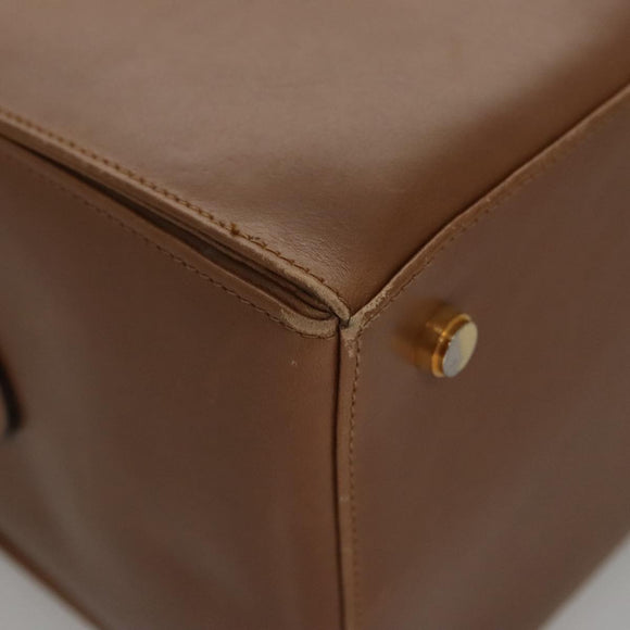 Salvatore Ferragamo Boston Bag Leather Beige Gold Auth ti2472