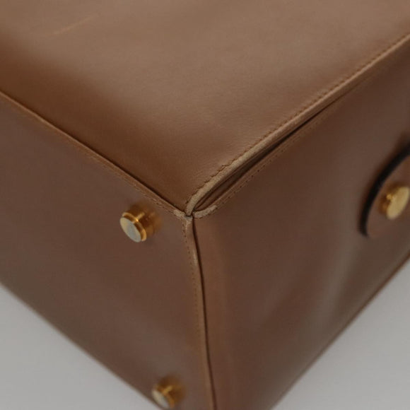 Salvatore Ferragamo Boston Bag Leather Beige Gold Auth ti2472