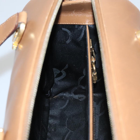 Salvatore Ferragamo Boston Bag Leather Beige Gold Auth ti2472