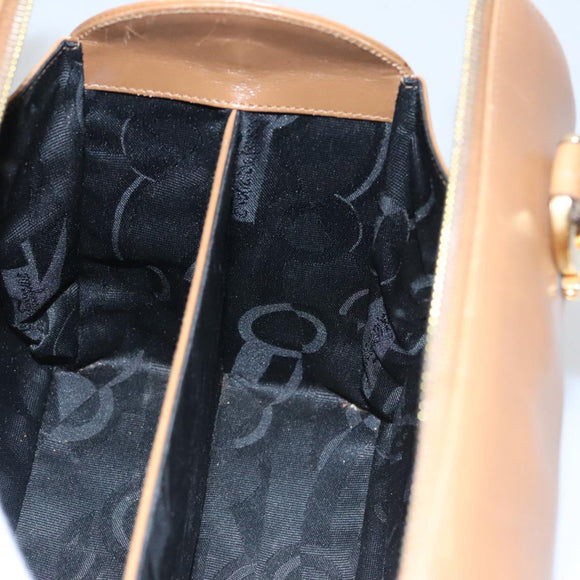 Salvatore Ferragamo Boston Bag Leather Beige Gold Auth ti2472