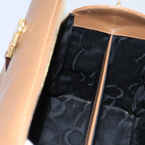 Salvatore Ferragamo Boston Bag Leather Beige Gold Auth ti2472