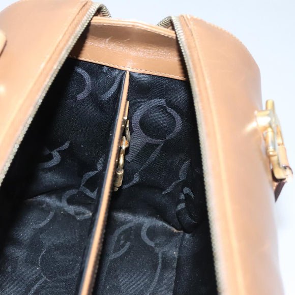Salvatore Ferragamo Boston Bag Leather Beige Gold Auth ti2472