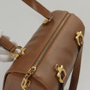 Salvatore Ferragamo Boston Bag Leather Beige Gold Auth ti2472-6