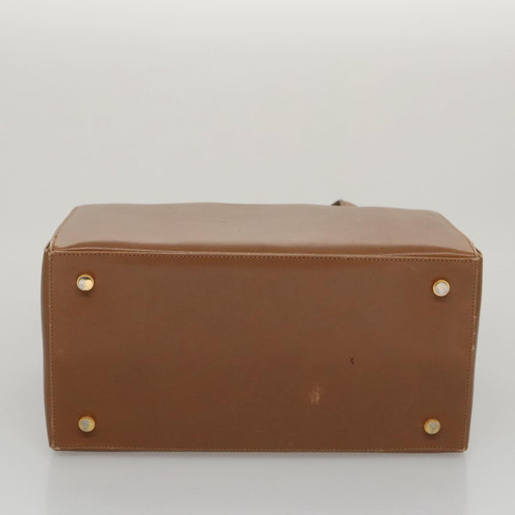 Salvatore Ferragamo Boston Bag Leather Beige Gold Auth ti2472