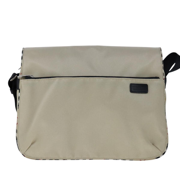 BURBERRY Nova Check Blue Label Shoulder Bag Nylon Beige Auth ti2477