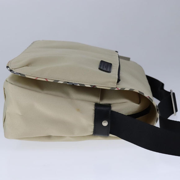 BURBERRY Nova Check Blue Label Shoulder Bag Nylon Beige Auth ti2477