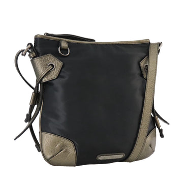 BURBERRY Shoulder Bag Nylon Leather Black Auth ti2478