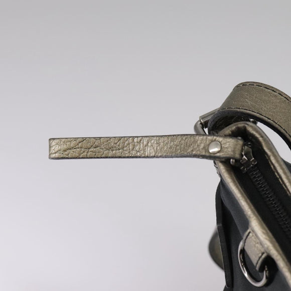 BURBERRY Shoulder Bag Nylon Leather Black Auth ti2478