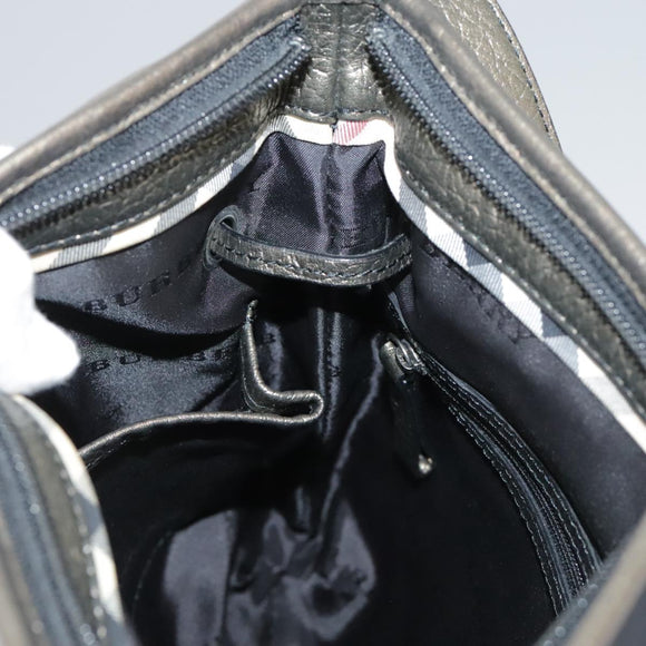 BURBERRY Shoulder Bag Nylon Leather Black Auth ti2478