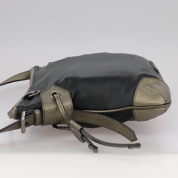 BURBERRY Shoulder Bag Nylon Leather Black Auth ti2478