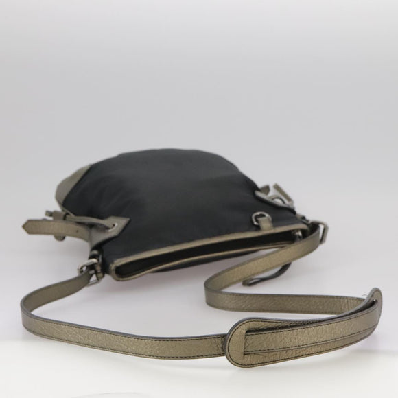 BURBERRY Shoulder Bag Nylon Leather Black Auth ti2478