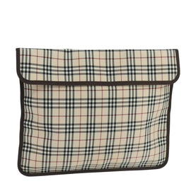 BURBERRY Nova Check Clutch Bag Canvas Beige Auth ti2483