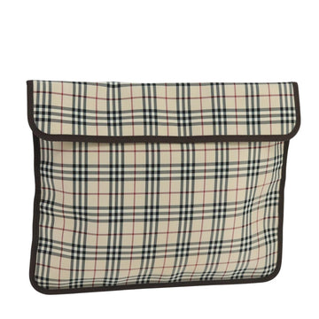 BURBERRY Nova Check Clutch Bag Canvas Beige Auth ti2483