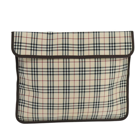 BURBERRY Nova Check Clutch Bag Canvas Beige Auth ti2483