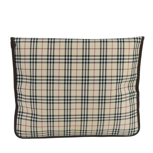 BURBERRY Nova Check Clutch Bag Canvas Beige Auth ti2483
