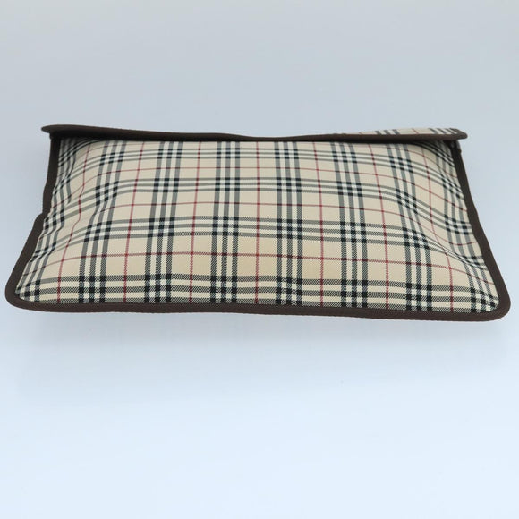 BURBERRY Nova Check Clutch Bag Canvas Beige Auth ti2483