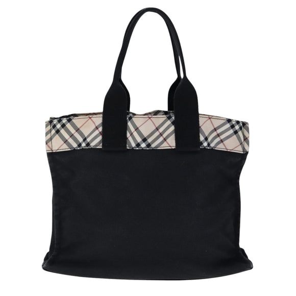 BURBERRY Blue Label Nova Check Tote Bag Canvas Black Beige Auth ti2485