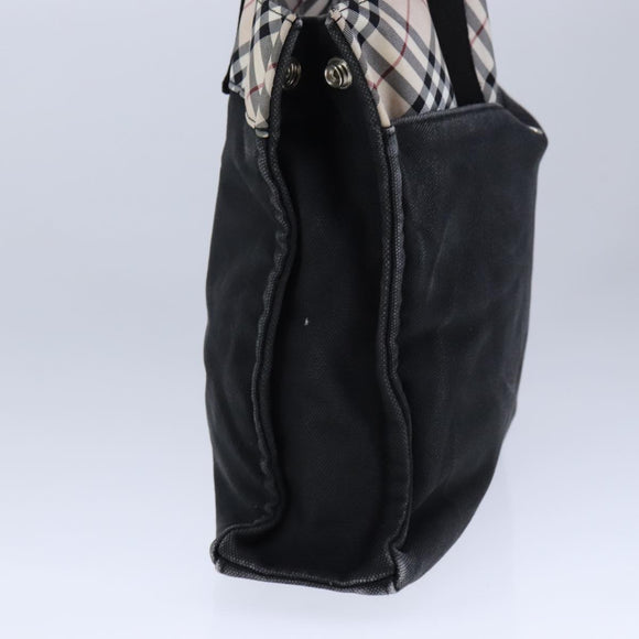 BURBERRY Blue Label Nova Check Tote Bag Canvas Black Beige Auth ti2485