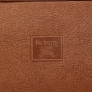 Burberrys Clutch Bag Leather Brown Gold Auth ti2491-8