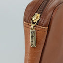 Burberrys Clutch Bag Leather Brown Gold Auth ti2491-9