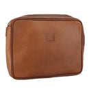 Burberrys Clutch Bag Leather Brown Gold Auth ti2491-1