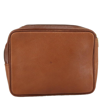 Burberrys Clutch Bag Leather Brown Gold Auth ti2491 - 0