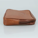 Burberrys Clutch Bag Leather Brown Gold Auth ti2491-3