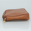 Burberrys Clutch Bag Leather Brown Gold Auth ti2491-4